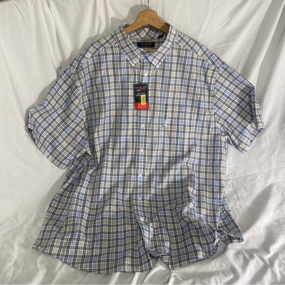 Roundtree & Yorke Black/Blue/Tan Checkered Shirt